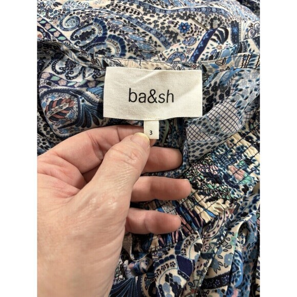 ba&sh Baraka Maxi Dress Blue Paisley Print 3 Large Cut Out Back Sleeveless - Picture 6 of 16